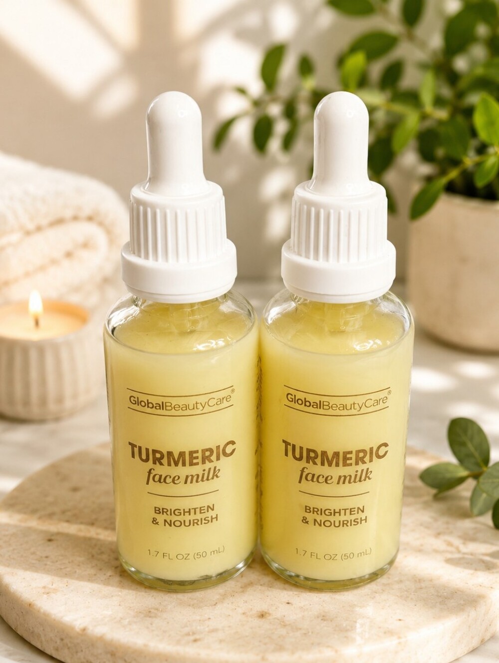 🌿TUMERIC FACE MILK BRIGHTENS & NOURISHES BY GLOBAL BEAUTY CARE 2 PIECES